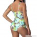 iNoDoZ Women's Plus Size Print Straps High Waisted Tankini Swimsuit Beachwear Padded Swimwear Yellow B07PZCM8M3